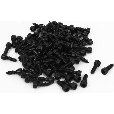 3mm x 10mm Gewinde Kohlenstoffstahl Sechskantkopf Blechschrauben Schwarz 100 Stck
