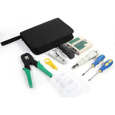 RJ45 RJ11 Ethernet-Kabel Crimpzange Netzwerktester Werkzeugset Auflege-Schlagzange