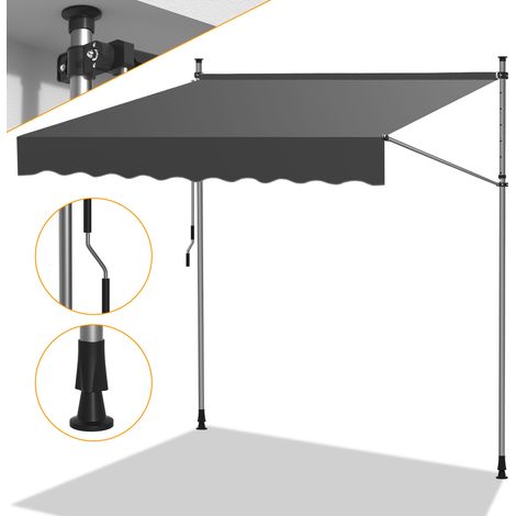 Hengda Tenda del balcone manuale retrattile maniglia del balcone anti-ultravioletto grigio 3m (1/5)