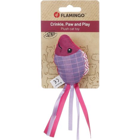 Jouet Chat - Poisson Prali Violet - avec cataire et crépitement - Jouet Stimulant pour Chat - 16x5,5x2,7cm