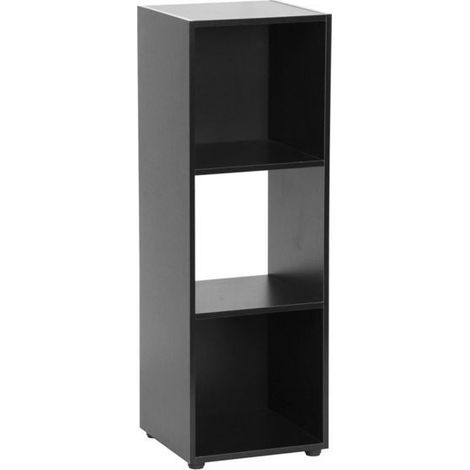 Colonne étagère - JUANIO - Standard - Noir - 3 compartiments - 31 x 29,7 x 91 cm (1/4)