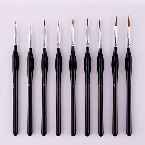 Ensemble de 9 pinceaux à peindre avec détails fins, pinceau, peinture miniature, ensemble de pinceaux pour peinture, aquar, huile, visage, ongles, peinture de maquettes, dessin au trait (1/5)