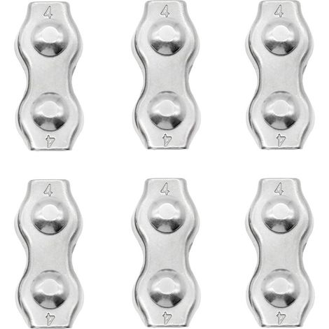 6 pièces M4 Wire Rope Clips Duplex Rope Clamp 2-Post Wire Rope Clip pour cordes à linge Patio fixe Hanging Sun Sails (1/5)
