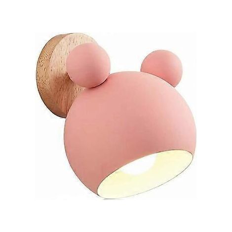 Style Nordique Mignon Ours En Bois Applique Murale Intrieure Lampe De Lecture De Chevet Pour Chambre Salon Chambre D'enfant (Rose) (1/5)