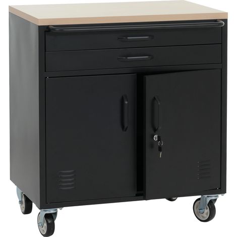 [NEUWERTIG] Werkstattwagen HHG-338, Rollwagen Werkzeugwagen, abschließbar Rollen Staufächer Schubladen Stahl 85x75x53cm schwarz (1/5)