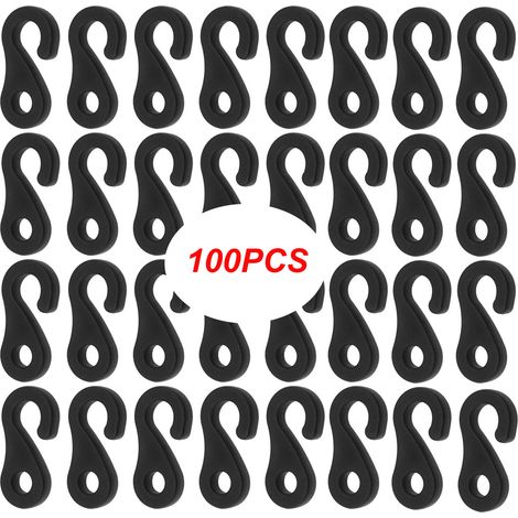 100pcs Crochet Amortisseur de Tente Crochet Coupe-Vent Accessoires de Tente pour Tentes de Camping Auvents Pare-Soleil en Plastique ABS, Noir (1/5)
