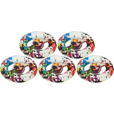 Lot de 5 anneaux de préhension ronds en silicone imprimé, jouet anti-stress pour la rééducation des doigts et l'entraînement à domicile.