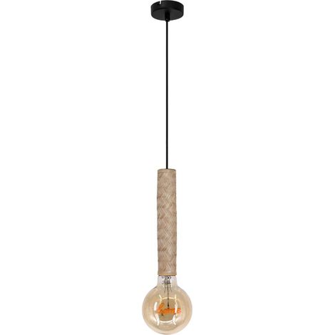Suspension design Nala 132cm métal noir et bambou réglable LED (1/4)