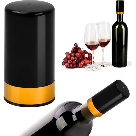 Bouchon électrique pour bouteille de vin – Pompe à vide automatique avec joint en silicone – Conservateur de vin sous vide (Or) (1/5)