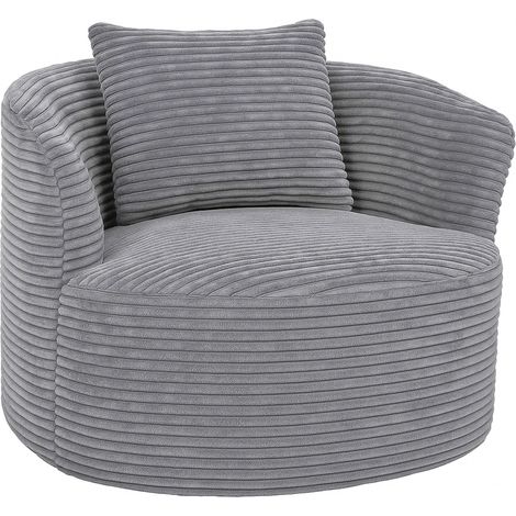 [NEUWERTIG] Sessel HHG-663, Loungesessel Relaxsessel Polstersessel Cocktailsessel, Stoff/Textil Cord (370g/m²) hellgrau