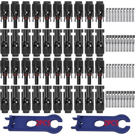 20 Paar Photovoltaik-Solarstecker, Stecker/Buchse, wasserdichte Doppelringdichtung, für Photovoltaik-Solarmodulkabel (1/5)