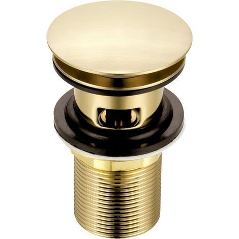 Bouchon d'évier à fente en or brossé  Bonde de lavabo escamotable en laiton en forme de champignon pour lavabos de salle de bain à débordement - Raccordement BSP standard-Chrom (1/2)