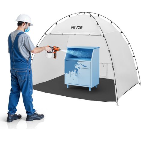Cabine de Peinture Portable de 233x172x190 cm, Tente de Pulvérisation avec Plancher Intégré et Écran en Maille, en Oxford, pour Peinture des Meubles, Placards, Chaises et Tables, Bricolage (1/5)