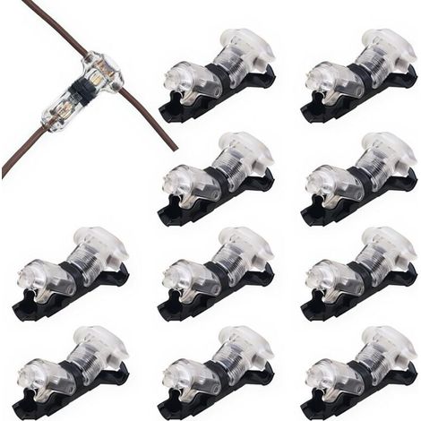 10 pièces Connecteur en T 1 broches pour fil electrique 20/22 AWG Voiture Étanche Connecteur Électrique - sans soudure en fils câble Voiture LED éclairage connecteur etanche Cosses et kits