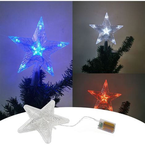 Étoile À Cinq Branches - Décoration De Sommet D'Arbre De Noël - Avec Guirlande Lumineuse Et Boîtier Piles - IP42 - 23 X 23 X 5 Cm - 1 Pièce (1/5)