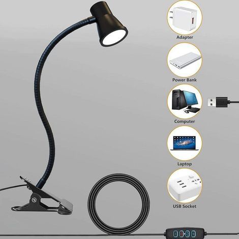 Lampada da scrivania a LED con clip, stile altoparlante, 5W, tre colori, 10 livelli di intensità luminosa, ideale per nail art, trucco permanente, selfie e lettura/studio. (1/4)
