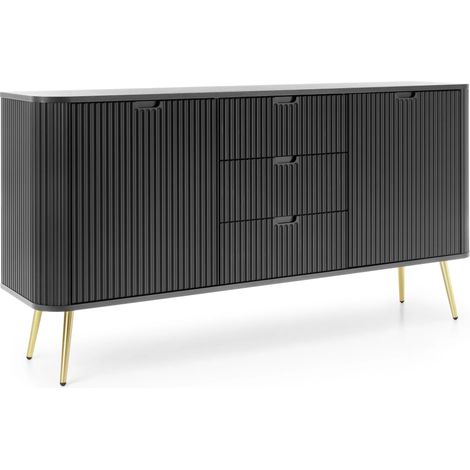 AX LIVING Schubladenschrank Kommode Salvia KS168 168 cm breit Schwarz