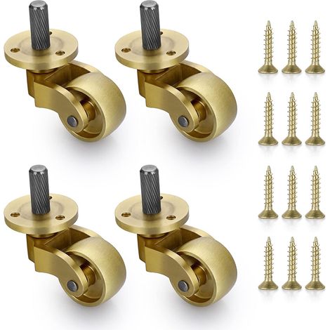 Lot de 4 roulettes universelles en laiton massif pivotantes à 360° pour meubles 25 mm (1/5)