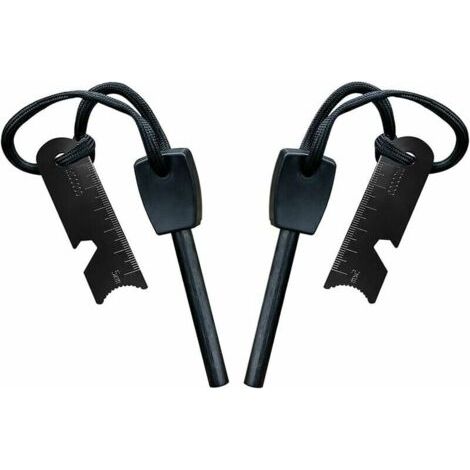 Pierre à Feu de Survie,Allume Feu avec Grattoir, Waterproof, 10,000 Etincelles à 3,000 Degrés, Barre 8 mm, Fire Steel en Magnesium - Fire Starter,Lanière de Cou,Grattoir Multi-Outils(2 pièces)