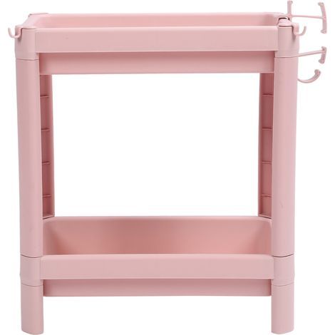 Étagère de rangement au sol de salle de bain, multicouche, Stable, Durable, unité debout, étagère d'angle autoportante, rose, 2 couches (1/5)