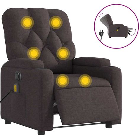 Maison Exclusive - Massagesessel Elektrisch Dunkelbraun Stoff (1/5)