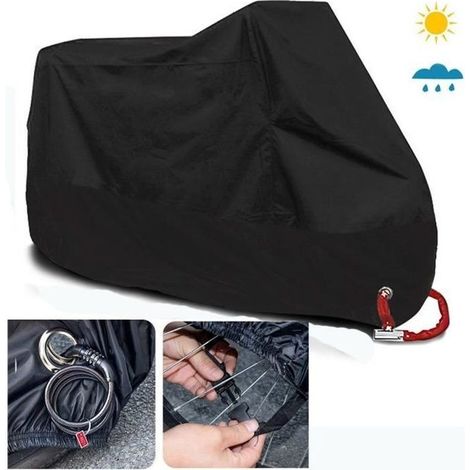 Ohlala 245x105x125cm Housse Bâche de protection de Moto en Polyester 190T(noir)-Ywey (1/2)