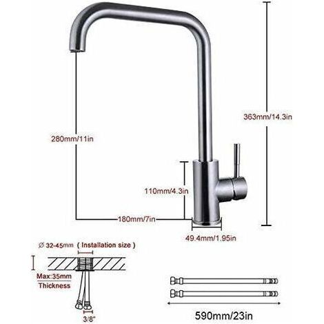 NALOOKAMIC Vtizikl Robinet de Cuisine, Robinet en Acier Inoxydable Rotatif à 360°, Convient aux Éviers Simples et Doubles, Convient à l'Eau Chaude et Froide, Mitigeur de Cuisine Anti-Empreintes Digita (1/4)