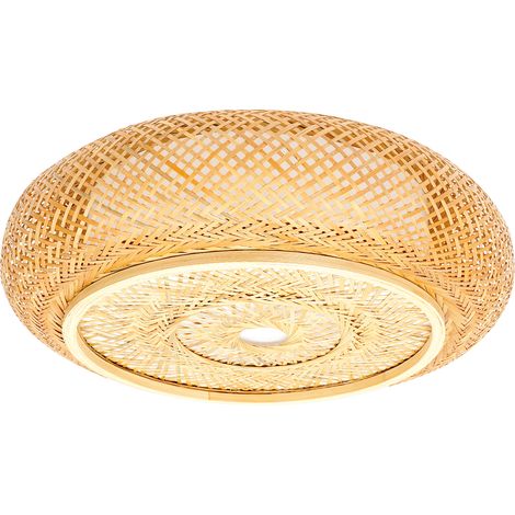 Plafonnier en rotin de 50 cm, plafonnier rond en bambou, plafonnier en bambou tressé, Luminaire (1/5)