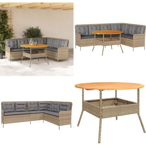 vidaXL 2-tlg. Garten-Sofagarnitur mit Kissen Beige Poly Rattan (1/5)