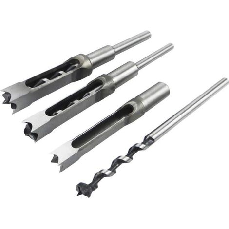 Ensemble de 4 forets carrés pour le travail du bois, burins à mortaiser en acier, scie cloche, outils électriques pour menuisier, diamètres : 1/2, 1/4, 5/16 et 3/8 pouce (1/4)