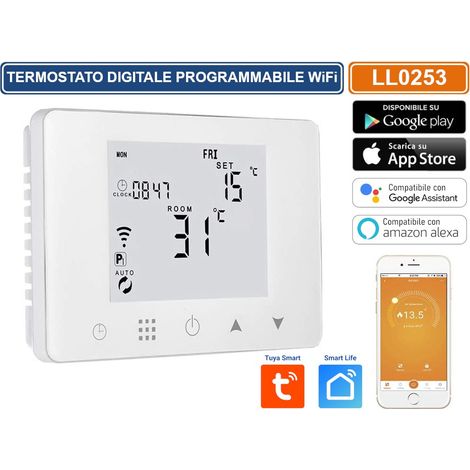 Termostato Digitale Programmabile Per Caldaia A Gas Murale Da Parete Scatola 503 Riscaldamento Termosifone Ad Acqua WiFi Compatibile Con Amazon Alexa Echo 3A 220V (1/4)