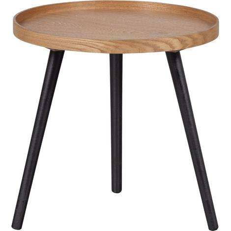Table d'appoint ronde 45x45x45 cm décor chêne et noir - MEERA (1/4)