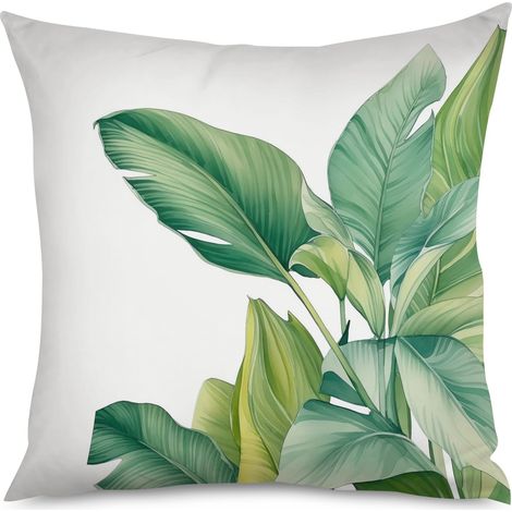 Housse de Housse Coussin Motif Feuillage Tropical, Déco Salon (1/5)