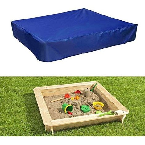 Wasserdichte Sandkastenabdeckung aus 190T-Gewebe – Quadratische Abdeckung für Kindersandkästen – Integrierter Sonnenschutz für Gartenteiche – Dunkelblau – 180 x 180 x 20 cm (1/5)