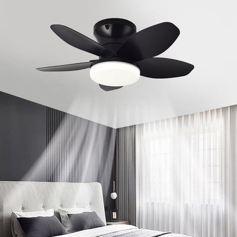 Ventilateur de plafond 65 cm avec éclairage et télécommande, ventilateur de plafond moderne à LED à intensité variable, 6 vitesses, minuterie, 5 pales