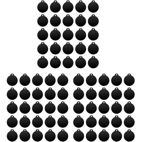 Lot de 75 étiquettes vierges rondes en aluminium noir, à estamper, à graver, disques métalliques, porte-clés, médailles pour chiens (1/5)