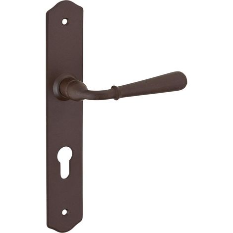 1 - Poignée De Porte - Acier - Trou De Cylindre - Carré 7 Mm Entraxe 195 Mm - Pour Porte D&39Entrée Extérieure - Gris (1/3)
