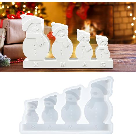 Moules en silicone - Moule en silicone de Noël - Bonhomme de neige - Plâtre à couler - Moule en résine DIY - Moule de Noël - Moules en silicone - Moules en plâtre pour mouler la résine époxy (1/5)