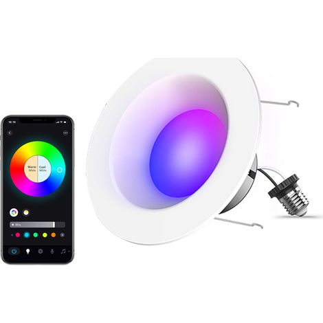Foco LED empotrable inteligente RGB+CCT de 9 W, 15 cm (E26), control por voz y Bluetooth. (1/5)