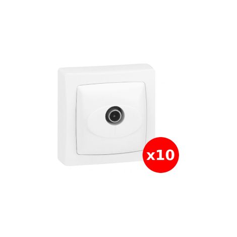 Legrand - Oteo - LOT de 10 Prises TV simple - Blanc - Ref. : 086040x10