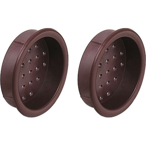 2x Rundes Lüftungsgitter mit perforierter Kunststoffabdeckung und vertiefter Kante, Lüftungsabdeckung, Decken-/Wandschutz, Rosette, Ø 39 mm, braun (1/2)