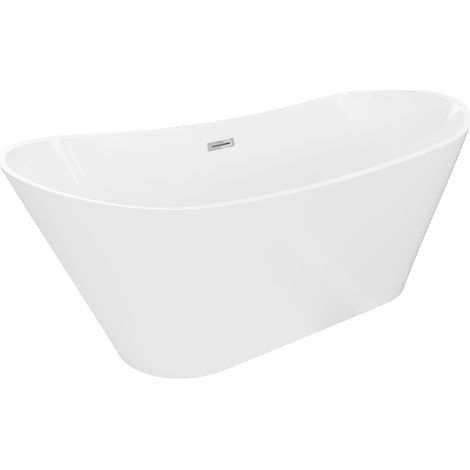 Mexen Dora freistehende Badewanne 160 x 75 cm, weiß, Überlauf Chrom - 52071607500-01 (1/3)