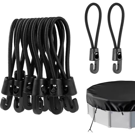 12 Pièces Petit Tendeurs Elastique avec Crochets, Mini Tendeur de Fixation 10 cm Corde Elastique en Gomme, Sandow avec Crochet, Attache Bache Piscine,pour Voile Ombrage,Tentes, Bâches, Trampolines (1/5)