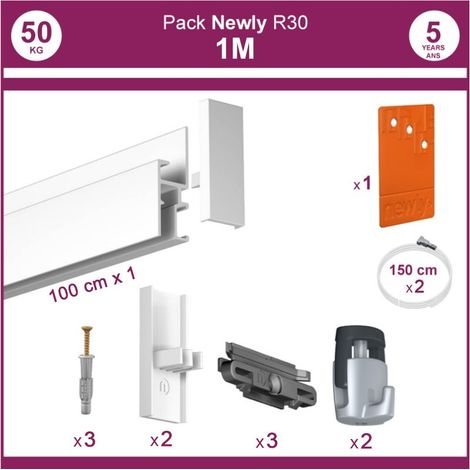 1 mètre Blanc mat : Pack complet cimaise Newly R30 (1/5)