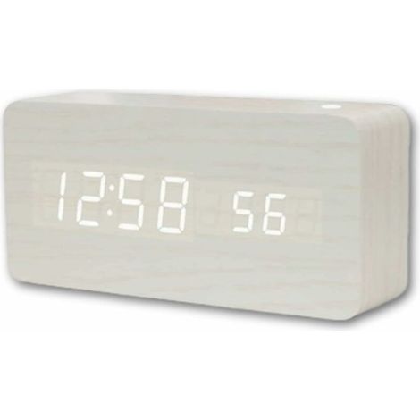 Green Mobility-Mini LED Réveil numérique en Bois, Reveil Matin Électronique Numérique LED Horloge de Bureau Affichage de la température de lheure Alimenté par USB ou Batterie pour Maison, Bureau.(3) (1/5)