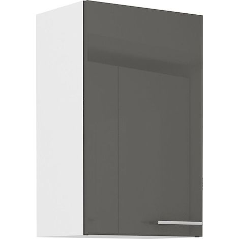 Küche Hängeschrank 45 Lara Grau Hochglanz + Weiss matt Küchenzeile Küchenblock (1/5)