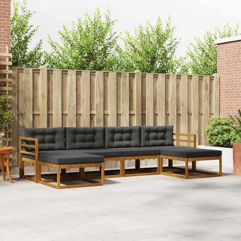 Outdoor-Sofagarnitur mit Kissen 6 pcs Natur und Anthrazit