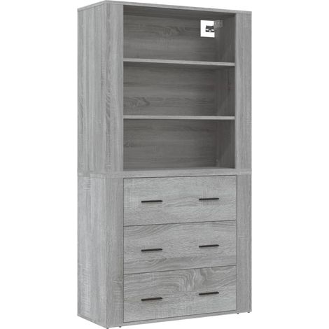 Mobiletto con cassettiera mobile contenitore organizer cucina soggiorno salotto piano in legno ingegnerizzato Sonoma grigio 020035638