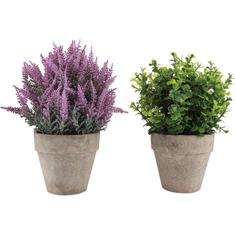 Plante Artificielle Lavande - Avec Pot - Décor Intérieur pour Salle De Bain Cuisine Bureau - 2 Pièces (1/5)