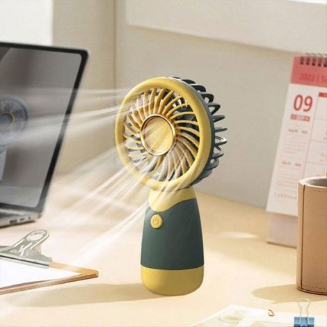 Ventilateur de Poche Bordure Petit Ventilateur Poche de Poche Mini Ventilateur Portable USB Rechargeable jaune & vert foncé (1/5)